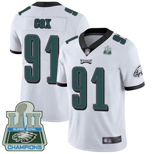 Men Philadelphia Eagles #91 Fletcher Cox White Vapor Untouchable NFL Jersey Limited Player Super Bowl LII 100th